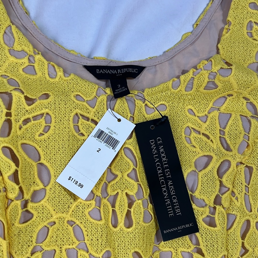 Banana Republic Yellow Lace Dress | 2 NWT - Picture 7 of 7